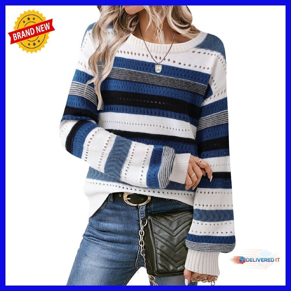 Cozy Lantern Sleeve Pullover Sweater Fair Isle Knit Women's Fall Top